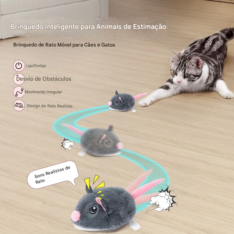 Brinquedo el&eacute;trico rato interativo para gatos - vis&atilde;o geral